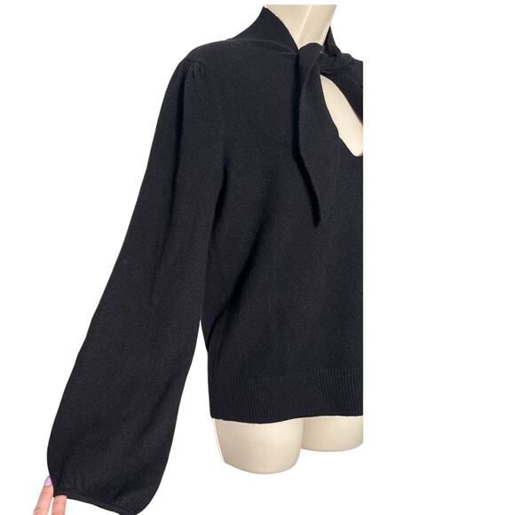 J. Crew Everyday Tie Neck Keyhole Cashmere Sweater Black Size M - Picture 11 of 11